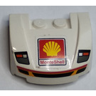LEGO White Mudgard Bonnet 3 x 4 x 1.3 Curved with Red and Yellow Trim with 'MonteShell' Sticker (10380)