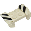 LEGO Weiß Kotflügel Platte 2 x 4 mit Overhanging Headlights mit Schwarz und Weiß Danger Streifen Aufkleber (44674)