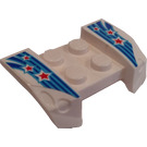 LEGO White Mudguard Plate 2 x 4 with Overhanging Headlights with Blue Stripes and Red Stars Sticker (44674)