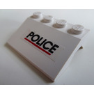 LEGO White Mudguard Slope 3 x 4 with "POLICE" Sticker (2513)