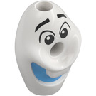 LEGO White Olaf Head with Raised Eyebrows and Blue Mouth  (78574)