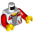 LEGO Wit Open Jasje met Rood Armen en '8' op Terug Vrouwelijk Torso (973 / 76382)