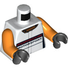 LEGO White Orange Porsche Driver Minifig Torso (973 / 76382)