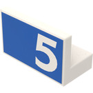 LEGO White Panel 1 x 2 x 1 with 5 on Blue (Left) Sticker with Square Corners (4865)