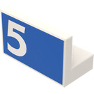 LEGO blanc Panneau 1 x 2 x 1 avec 5 sur Bleu (Droite) Autocollant avec coins carrés (4865)