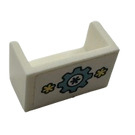 LEGO Wit Paneel 1 x 2 x 1 met gesloten Hoeken met Blauw Tandwiel en Geel Bloemen Sticker (23969)