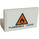 LEGO White Panel 1 x 2 x 1 with "FLAMMABLE LIQUID" and Triangular Warning Sign Sticker with Square Corners (4865)