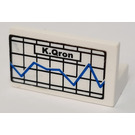 LEGO White Panel 1 x 2 x 1 with "K. Qron" and Graph Sticker with Square Corners (4865)