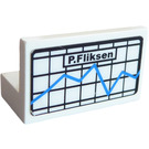 LEGO White Panel 1 x 2 x 1 with "P. Fliksen" and Graph Sticker with Square Corners (4865)