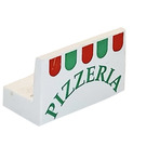 LEGO Wit Paneel 1 x 2 x 1 met 'PIZZERIA'  met vierkante hoeken (4865 / 81866)