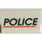 LEGO White Panel 1 x 2 x 1 with 'POLICE' with Square Corners (4865)