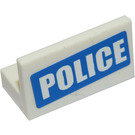 LEGO White Panel 1 x 2 x 1 with White 'POLICE' on Blue Background Sticker with Square Corners (4865)