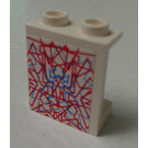 LEGO White Panel 1 x 2 x 2 with Blue and Red Lines Sticker without Side Supports, Hollow Studs (4864)