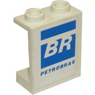 LEGO White Panel 1 x 2 x 2 with "BR" Petrobas Left Sticker without Side Supports, Hollow Studs (4864)