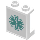 LEGO White Panel 1 x 2 x 2 with EMT Star of Life Logo Sticker with Side Supports, Hollow Studs (6268)