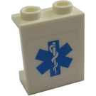 LEGO Wit Paneel 1 x 2 x 2 met EMT Star of Life Sticker zonder zijsteunen, holle noppen (4864)