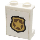 LEGO blanc Panneau 1 x 2 x 2 avec Gold Police Badge Autocollant avec supports latéraux, tenons creux (6268)