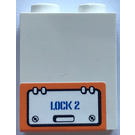 LEGO blanc Panneau 1 x 2 x 2 avec "LOCK 2" Autocollant avec supports latéraux, tenons creux (6268)
