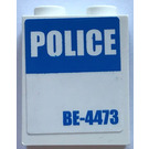 LEGO blanc Panneau 1 x 2 x 2 avec "Police" et "BE-4473" Autocollant avec supports latéraux, tenons creux (6268)