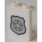 LEGO blanc Panneau 1 x 2 x 2 avec Police badge Autocollant avec supports latéraux, tenons creux (6268)