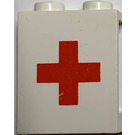 LEGO White Panel 1 x 2 x 2 with Red Cross without Side Supports, Solid Studs (4864)