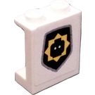 LEGO Weiß Panel 1 x 2 x 2 mit Robo Polizei Logo Aufkleber mit Seitenstützen, Hohlbolzen (6268)