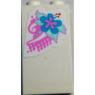 LEGO White Panel 1 x 2 x 3 with Bright Pink and Medium Azure Flower Sticker with Side Supports - Hollow Studs (74968)