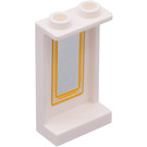 LEGO Weiß Panel 1 x 2 x 3 mit Framed Mirror Aufkleber mit Seitenstützen - Hohlbolzen (74968)