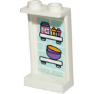 LEGO Wit Paneel 1 x 2 x 3 met Jar en Bowls Aan Shelves Sticker met zijsteunen - holle noppen (35340)