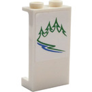LEGO White Panel 1 x 2 x 3 with Trees and River (Right) Sticker with Side Supports - Hollow Studs (35340)