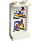 LEGO blanc Panneau 1 x 2 x 3 avec Deux shelves avec Balle, Bouteille, Sponge et Boîte of Tissues Autocollant avec supports latéraux - tenons creux (35340)