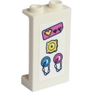 LEGO White Panel 1 x 2 x 3 with Valves and Hearts Sticker with Side Supports - Hollow Studs (35340)