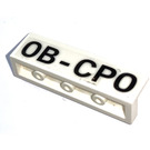 LEGO White Panel 1 x 4 with Rounded Corners with Black 'OB-CPO' Sticker (15207)