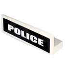 LEGO White Panel 1 x 4 with Rounded Corners with 'POLICE' on Black Background Sticker (15207)