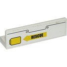 LEGO White Panel 1 x 4 with Rounded Corners with Rescue on Yellow Arrow to the left Sticker (15207)