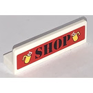 LEGO White Panel 1 x 4 with Rounded Corners with Shop Sign with Coffee Mugs Sticker (15207)