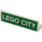 LEGO Weiß Panel 1 x 4 mit Abgerundete Ecken mit Weiß 'LEGO CITY' auf Green Aufkleber (15207)