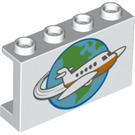 LEGO Weiß Panel 1 x 4 x 2 mit Airplane und Earth (14718 / 38850)