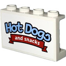 LEGO Wit Paneel 1 x 4 x 2 met Hot Dogs en Snacks Sticker (14718)