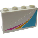 LEGO White Panel 1 x 4 x 2 with Magenta and Yellow Stripes and Azure Triangle (Left) Sticker (14718)