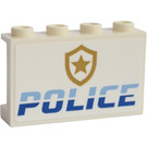 LEGO Weiß Panel 1 x 4 x 2 mit 'Polizei' und Badge Aufkleber (14718)