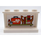 LEGO White Panel 1 x 4 x 2 with Shelf with Defibrillator, Books and Giraffe Bookend Sticker (14718)