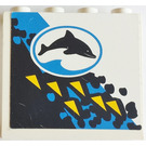 LEGO White Panel 1 x 4 x 3 (Undetermined) with dolphin springing right Sticker (Undetermined Top Studs) (4215)