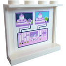 LEGO White Panel 1 x 4 x 3 with 2 screens and console Sticker with Side Supports, Hollow Studs (35323)