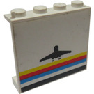 LEGO White Panel 1 x 4 x 3 with Airplane and Multicolor Lines Sticker without Side Supports, Solid Studs (4215)