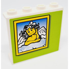 LEGO White Panel 1 x 4 x 3 with Angel Picture on Green Background Sticker without Side Supports, Hollow Studs (4215)