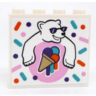 LEGO White Panel 1 x 4 x 3 with Bear with Glasses, Ice Cream and Confetti Sticker with Side Supports, Hollow Studs (35323)