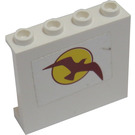 LEGO Weiß Panel 1 x 4 x 3 mit Vogel und Sun Links Aufkleber mit Seitenstützen, Hohlbolzen (60581)