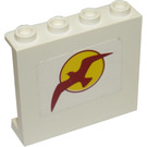 LEGO White Panel 1 x 4 x 3 with Bird and Sun Right Sticker with Side Supports, Hollow Studs (60581)