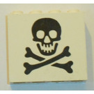 LEGO Blanco Panel 1 x 4 x 3 con Negro Jolly Roger sin soportes laterales, espigas sólidas (4215)